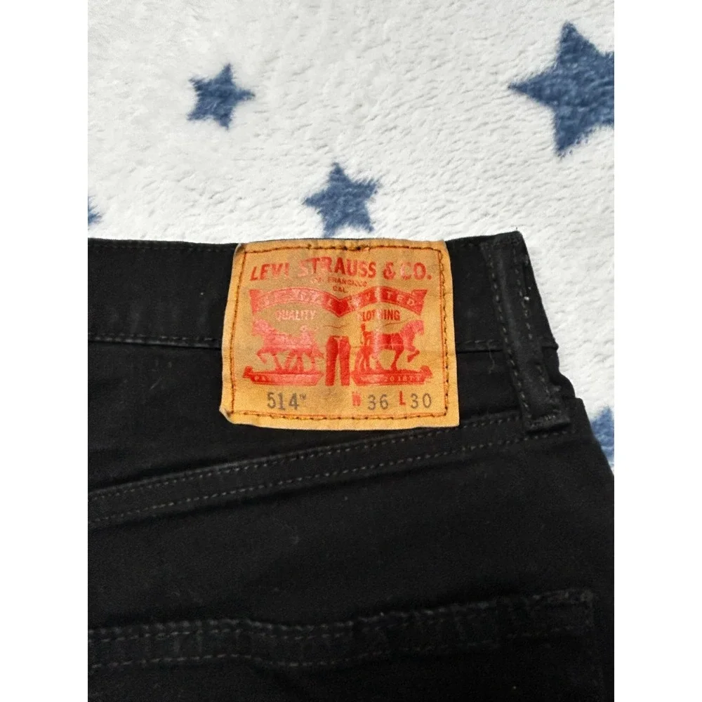 Levis 514 Jeans Mens 36x30 Black Straight Fit Stretch Denim Casual Pants